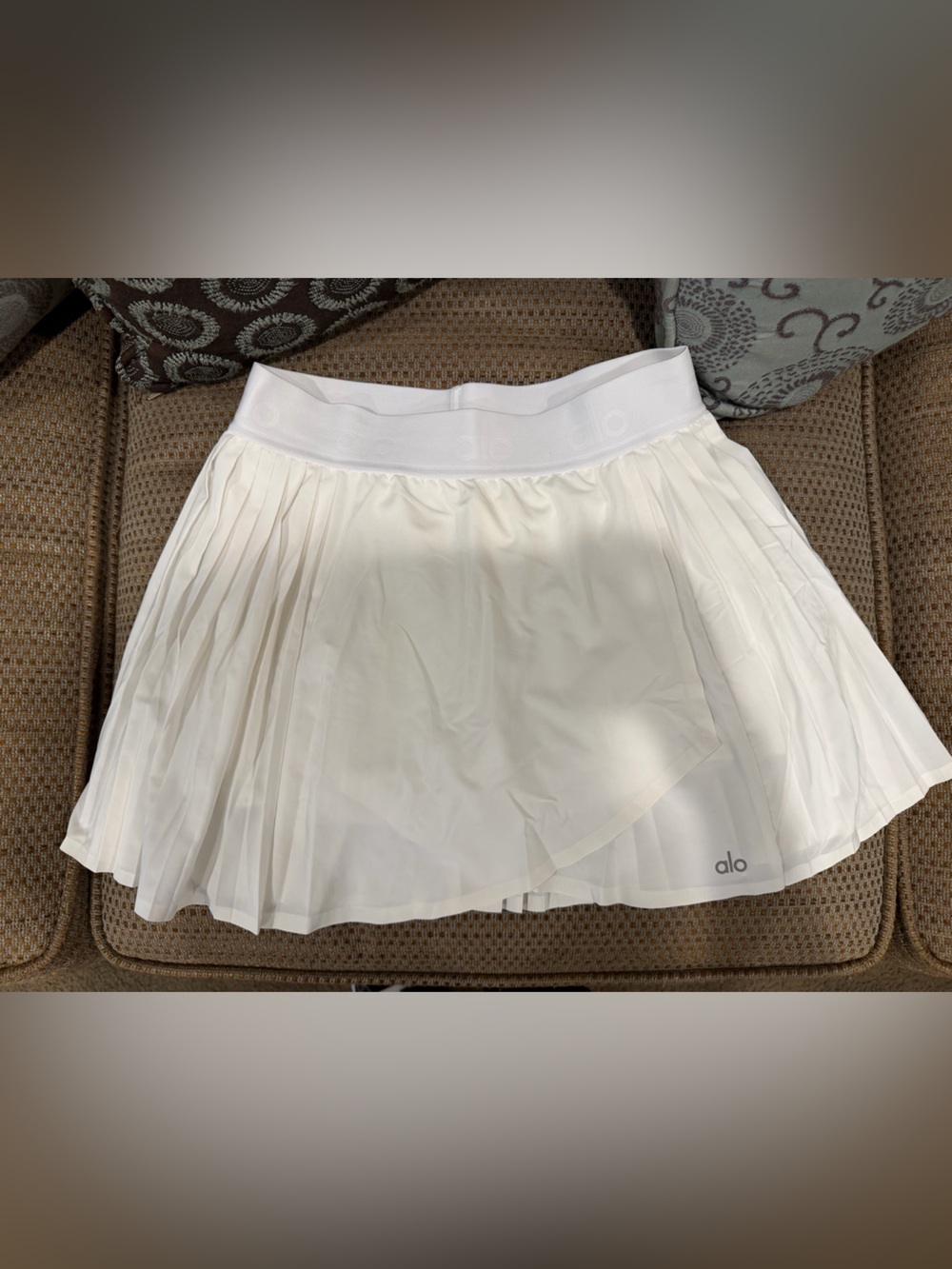 Alo Yoga Womens Aces White Pleated Tennis Skirt